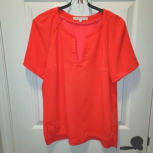 Trina Turk bright neon coral blouse - L
